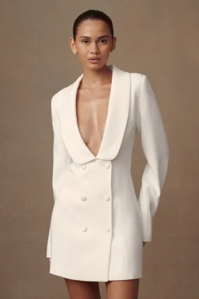 Trinity Crepe Blazer Dress - White Functional-Design
