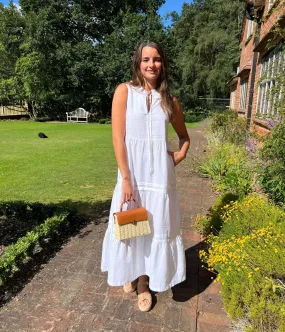 White Ophelia Sleeveless Tiered Dress Raw-Hem Stylish Fit