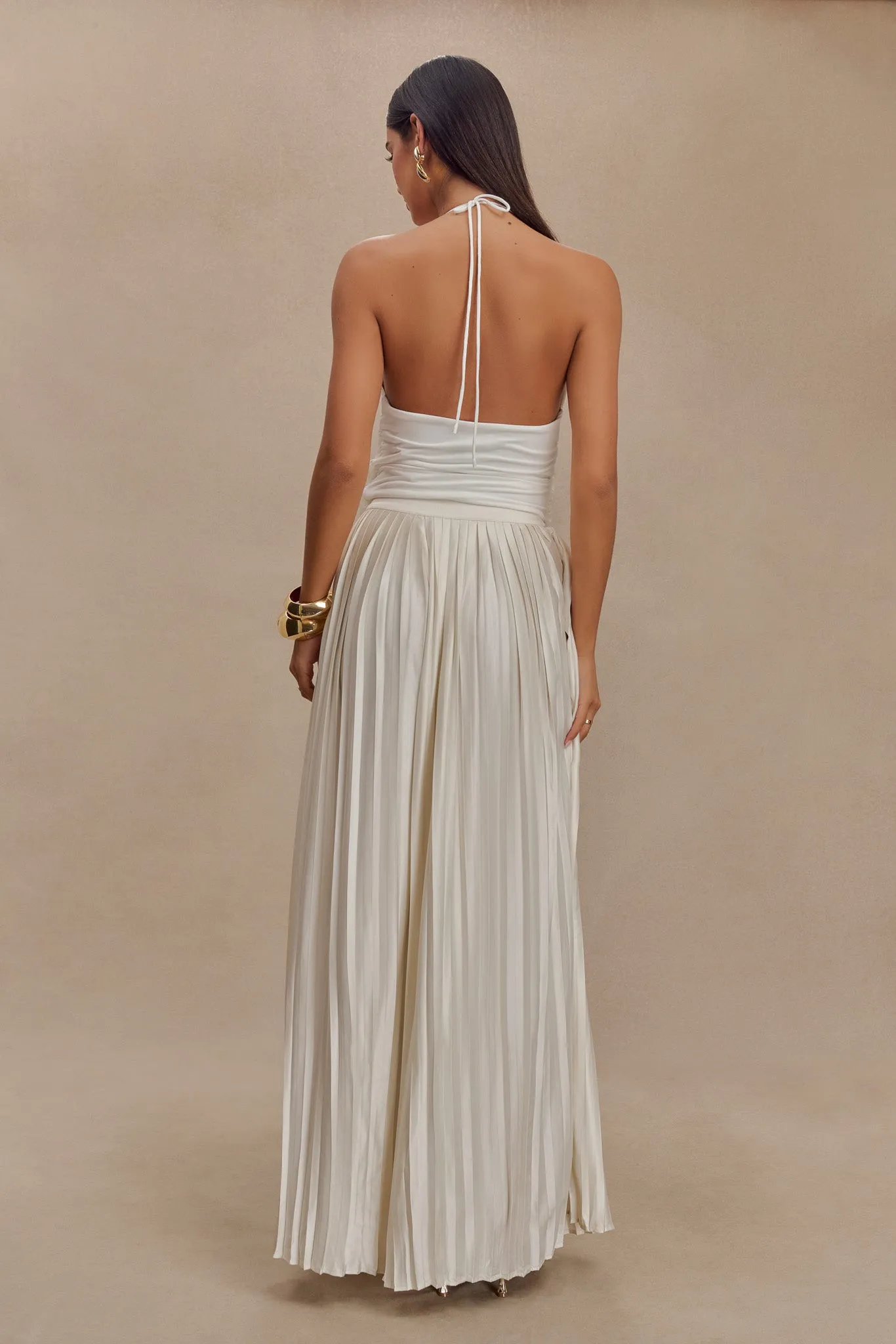 UltraFineMesh Tyla Draped Slinky Halter Top - White