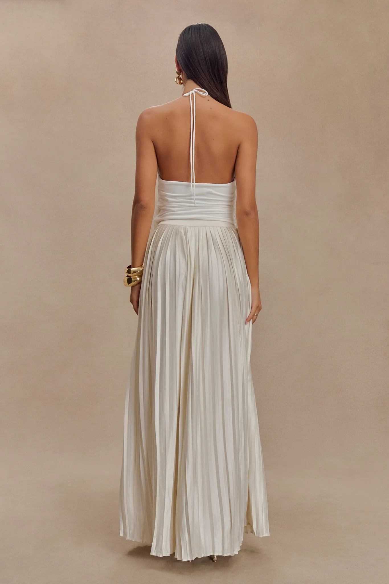 Tyla Draped Slinky Halter Top - White Active Tee ContrastTipping