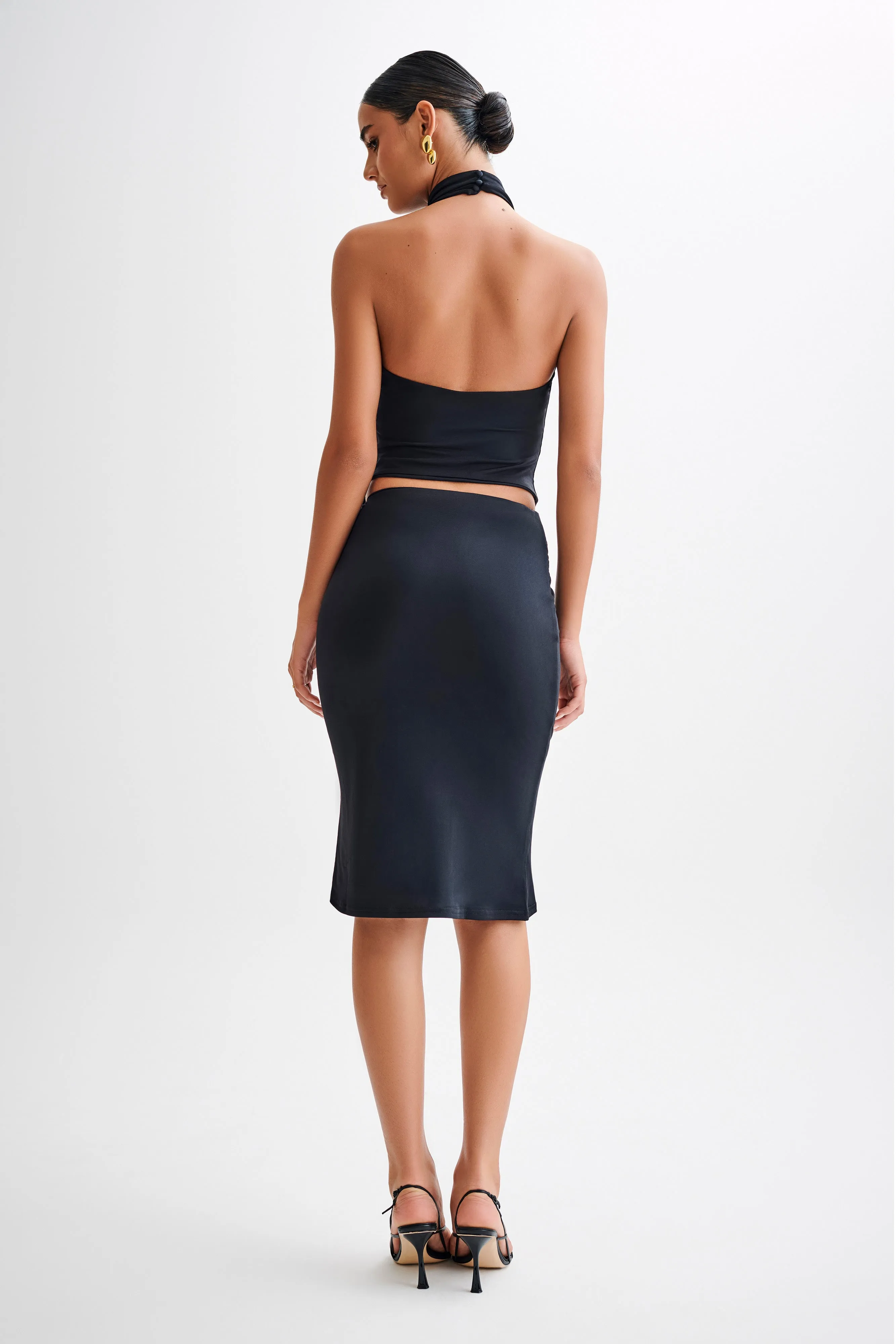 High Mobility Mara Slinky Knee Length Skirt - Black