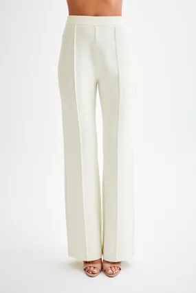 Antonia Pleated Wide Leg Pants - Ivory Anti Static Finish