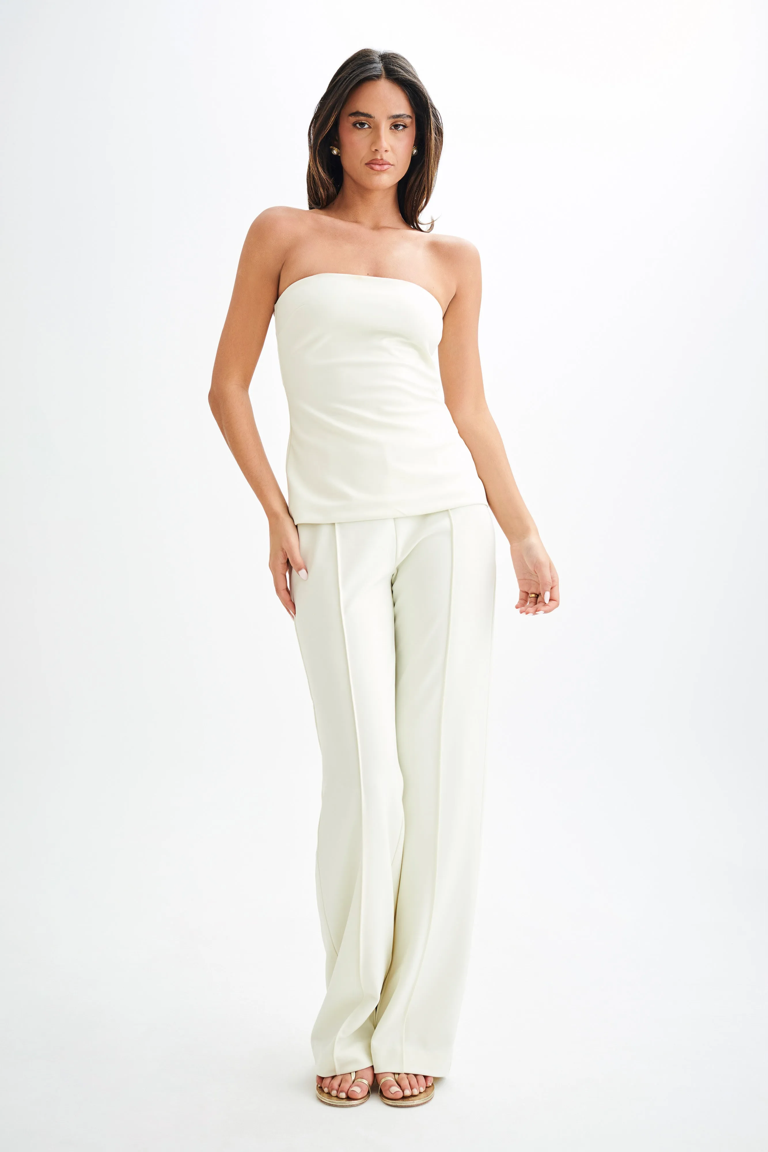 Versatile Layer Antonia Pleated Wide Leg Pants - Ivory