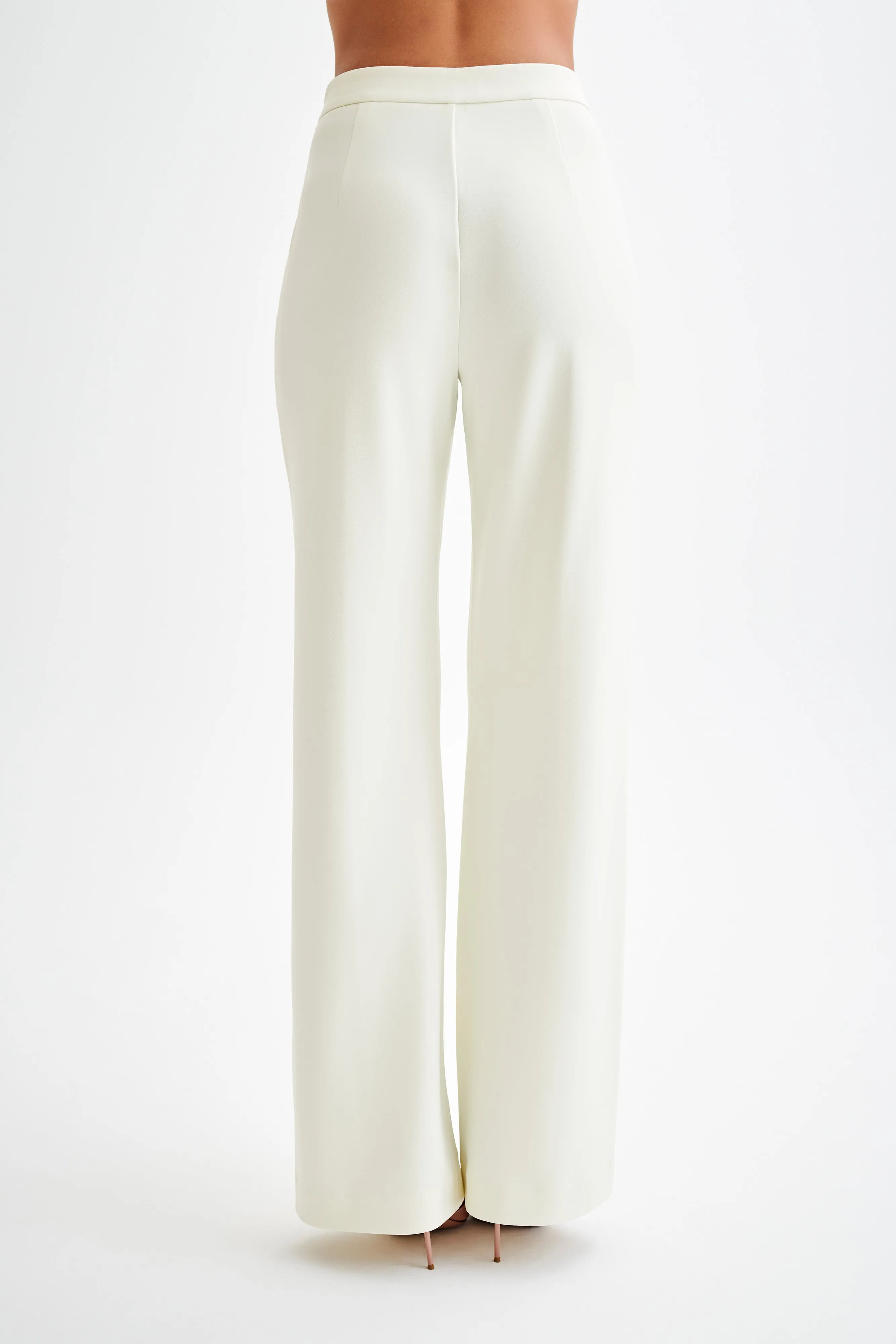 Antonia Pleated Wide Leg Pants - Ivory Sleek Design