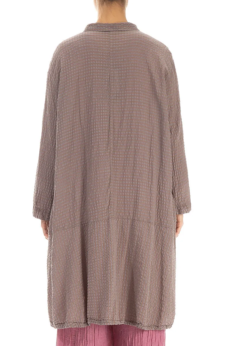 Flared Truffle Textured Silk Jacket Plaid Print Temperature Regulating