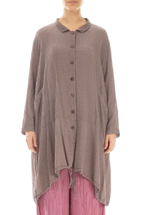 Flared Truffle Textured Silk Jacket RubberizedTrim Auxiliary Attachment Points
