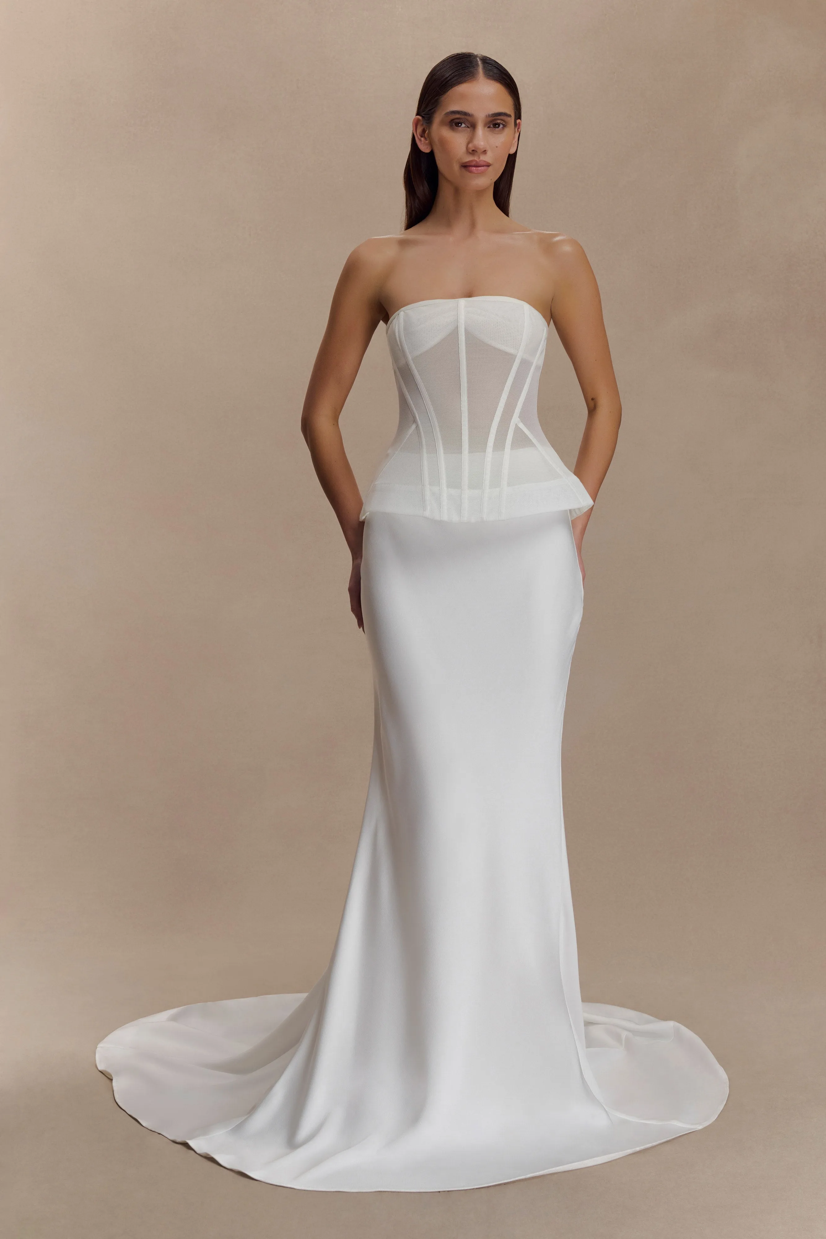 CollapsibleFrame ElasticEdgeBinding Zoe Structured Corset - White