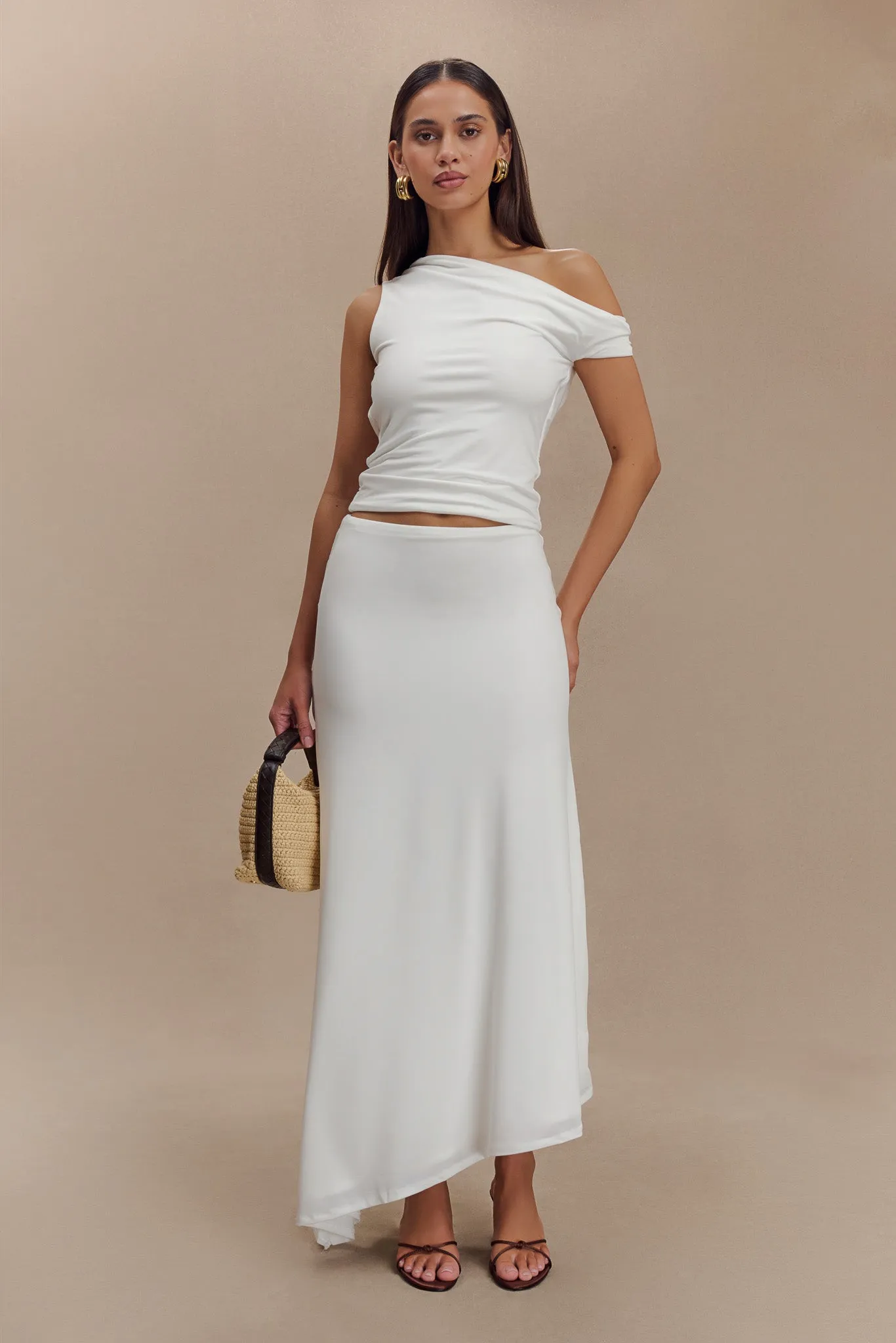 EcoFriendly Dye Process AntiOdor Kacey Slinky Off Shoulder Top - White