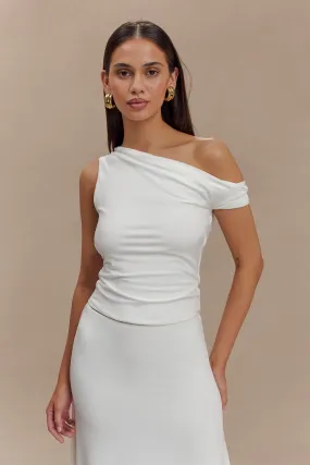 Wear Resistant Fabric Kacey Slinky Off Shoulder Top - White