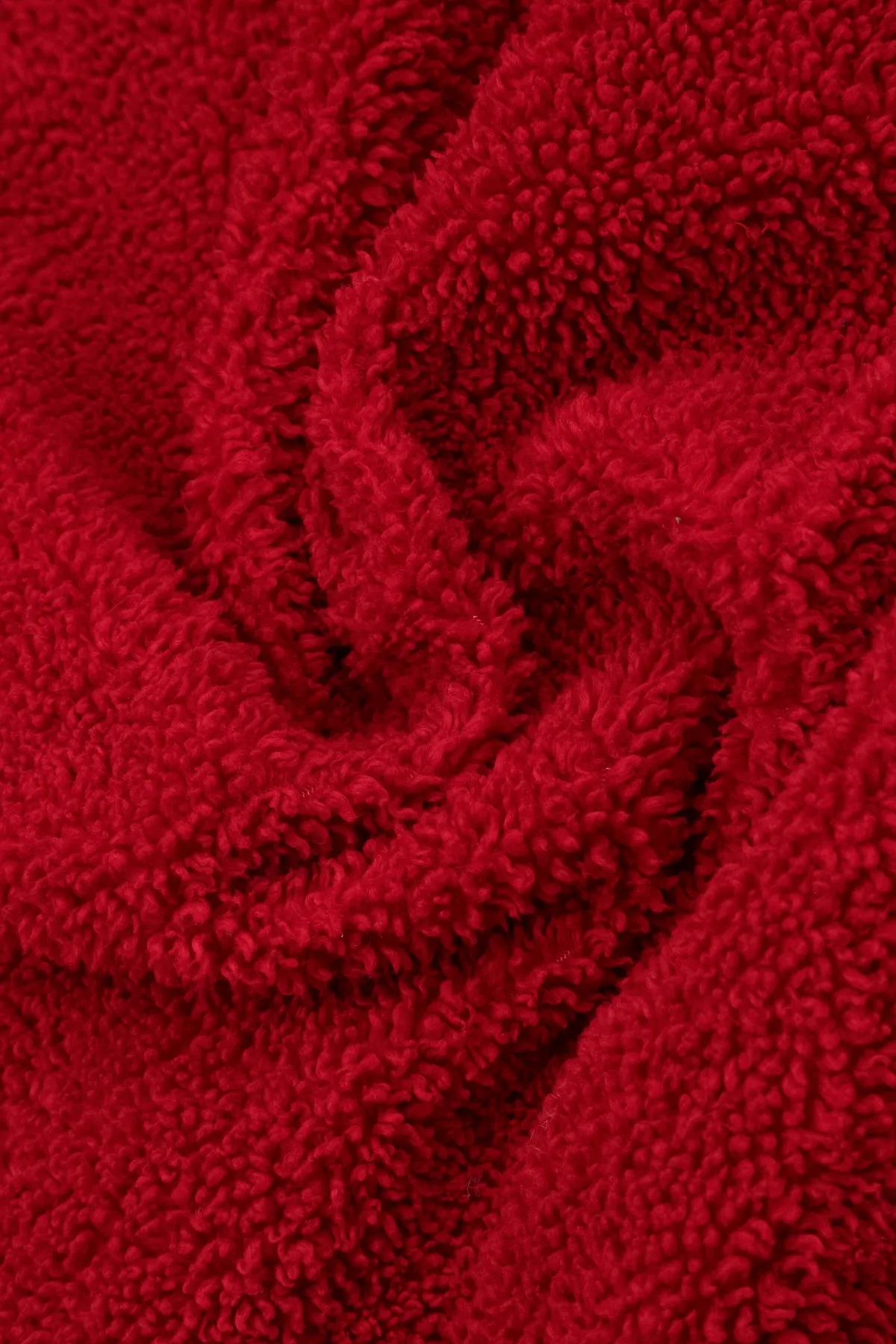 Convertible Collar Style Cherry Red Teddy Cotton Coat