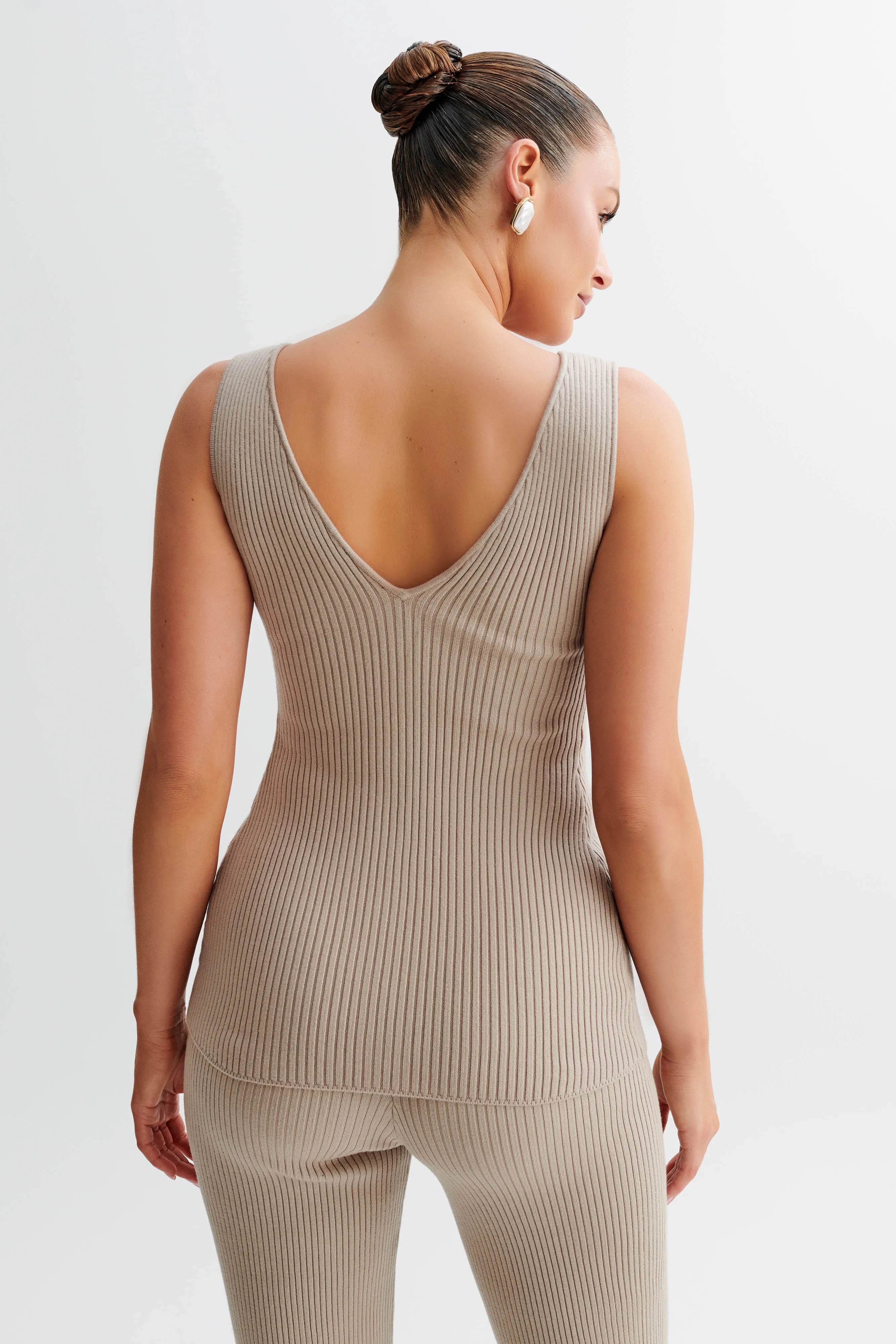 Loose Sweater Calypso Knit Longline Vest - Tawny Grey