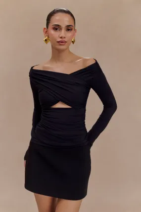 Casual Style Anti Pill Surface Jaden Off Shoulder Recycled Nylon Top - Black