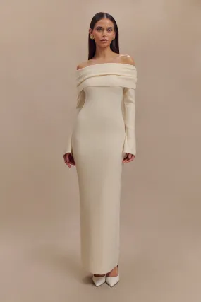 Katherine Off Shoulder Knit Maxi Dress - Ivory Stylish day dress