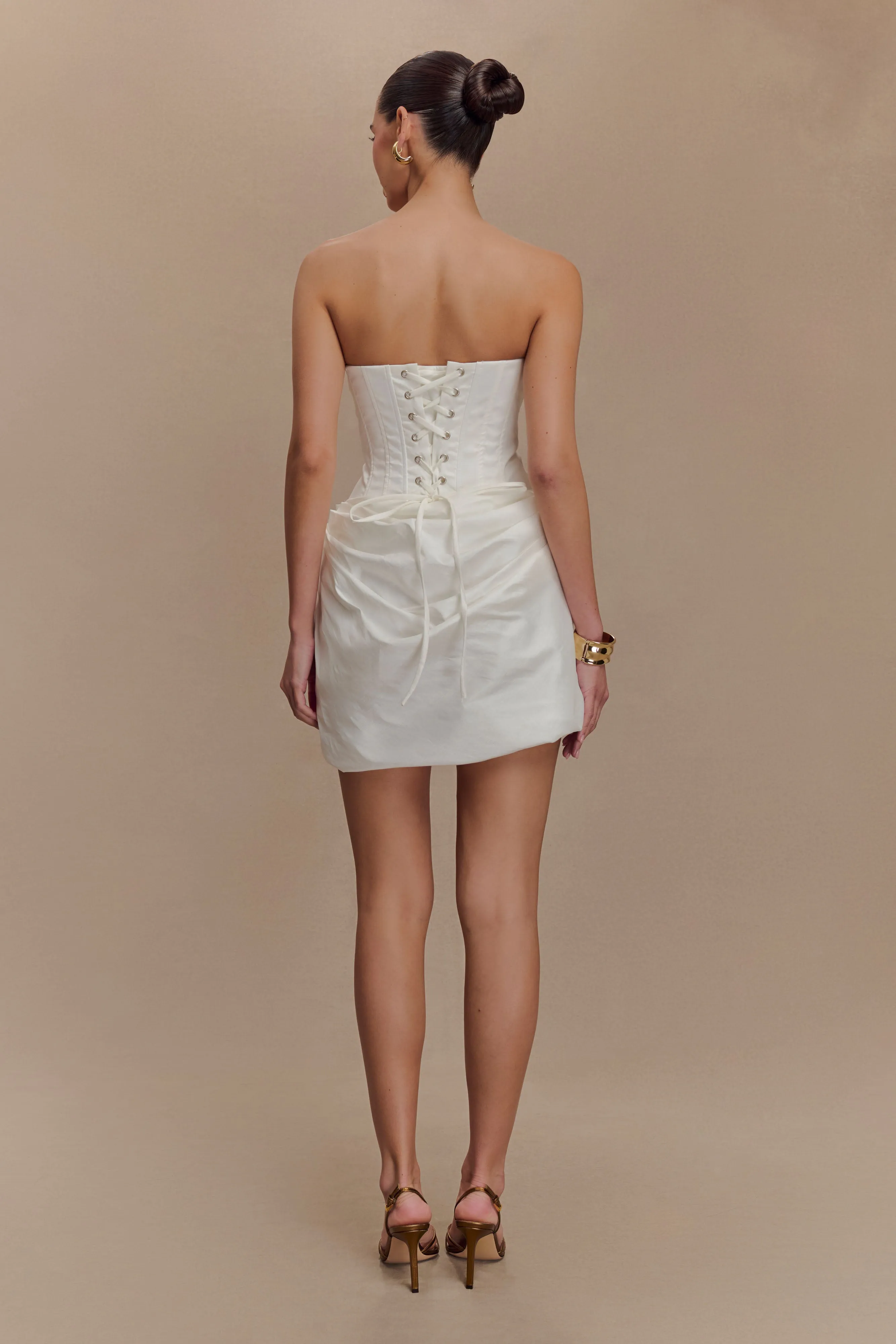 Sasha Taffeta Strapless Corset Mini Dress - White Timeless Appeal
