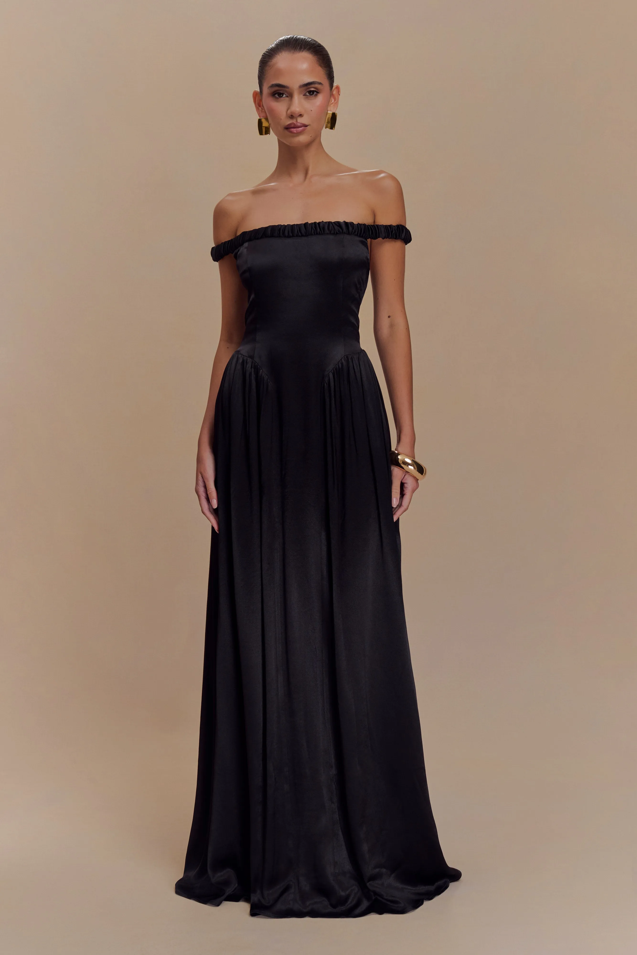 Coco Dropped Waist Maxi Dress - Black Relax Tones