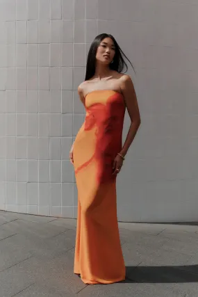 Trend Movement Amaya Strapless Chiffon Maxi Dress - Koi Orchid Print
