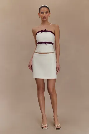 Stretchy Material Breathable back panel Aisha Suiting Mini Skirt - Ivory