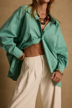 Vacanza Mint Button Up Top EasyCare Material Anti Pill Finish