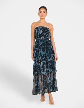 Vallia Tiered Maxi Dress Detachable-Detail Smooth Design