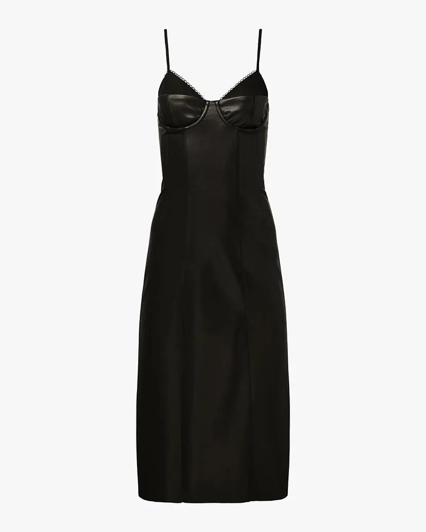 Polite Vibe Sleek and Sleek Vegan Leather Fitted Corset Dress