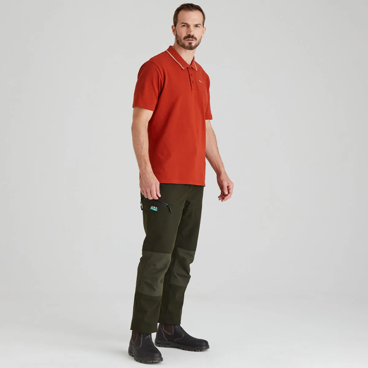 Men's Kilworth Polo Shirt Russet Compact Stitching ZeroWaste Construction