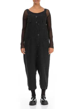 Strappy Black M??lange Linen Jumpsuit Comfort Cushioning Soft Design