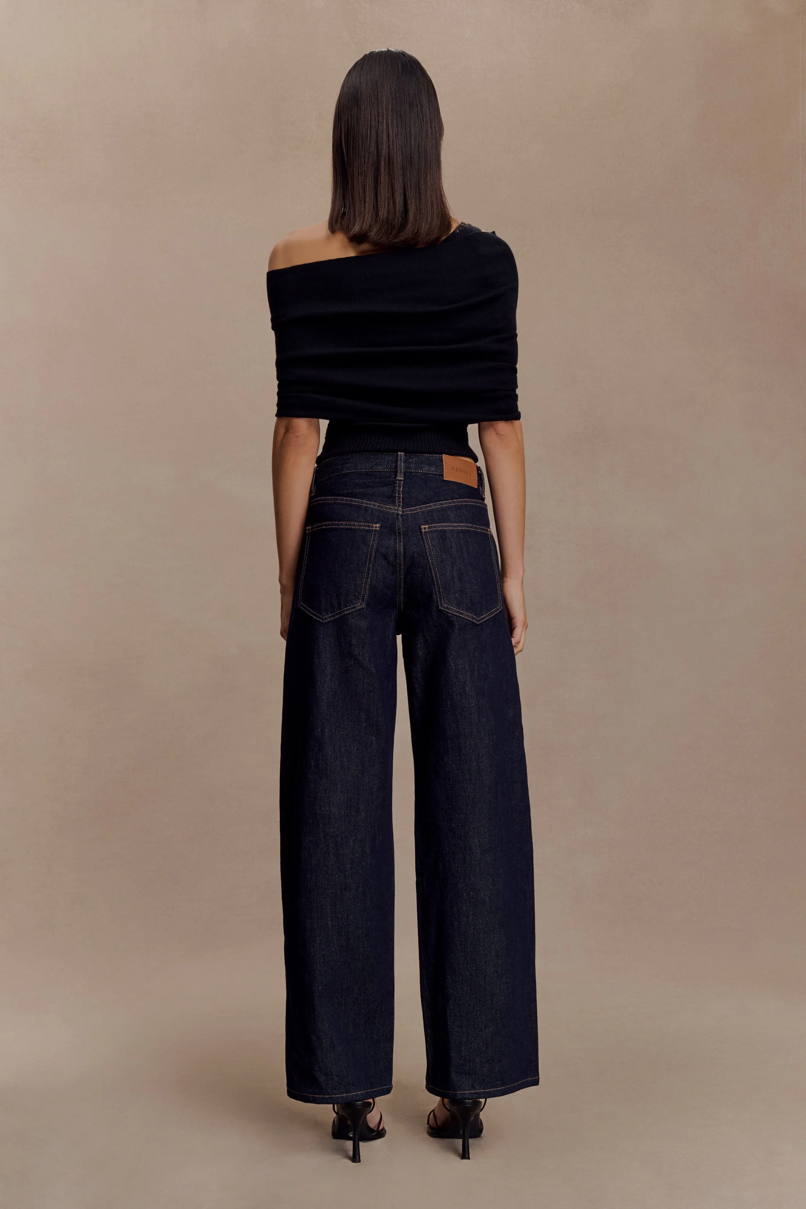 Sierra Asymmetrical Cashmere Blend Knit Top - Black LongSleeve