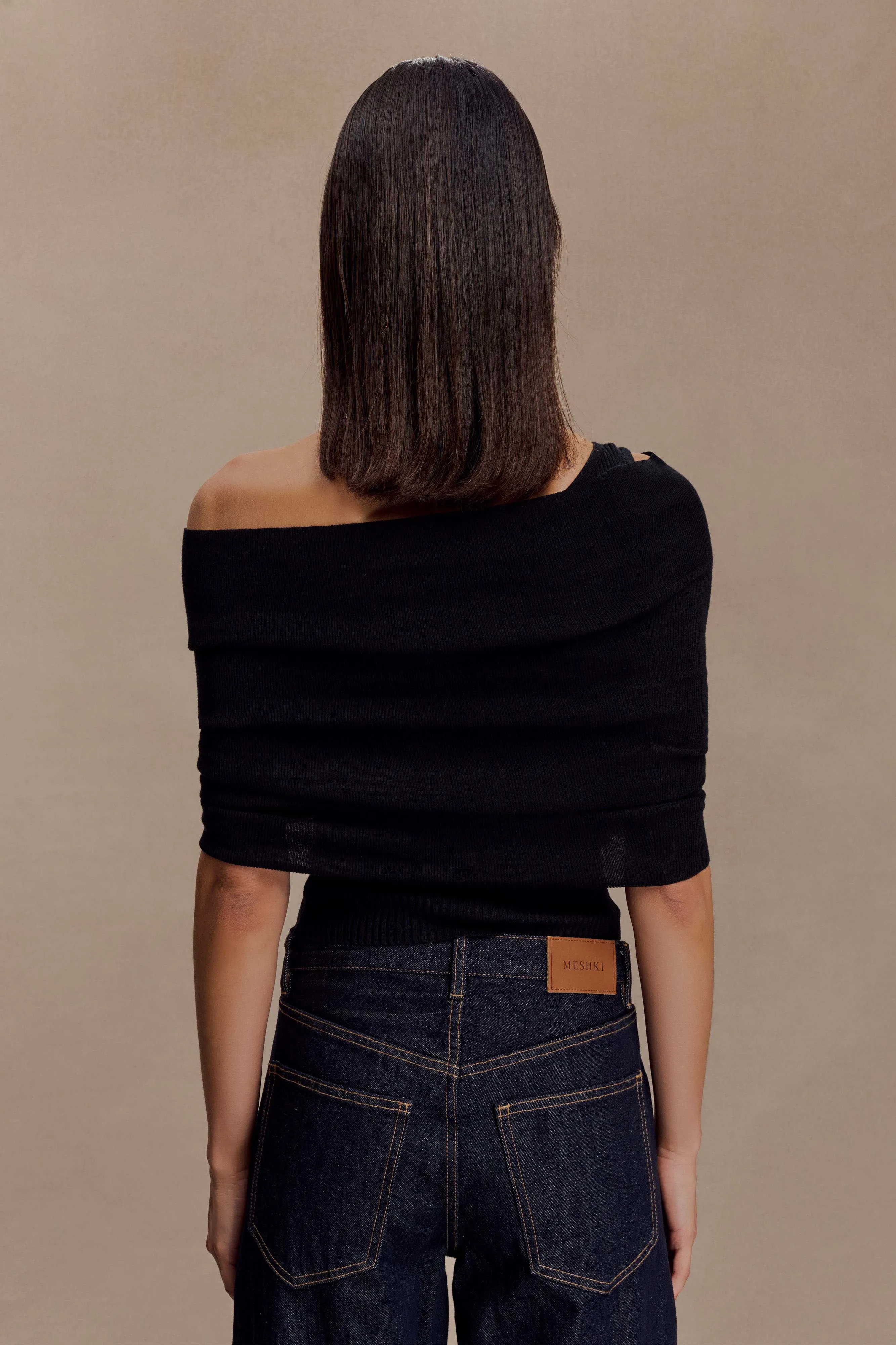 LayeredPanel Sierra Asymmetrical Cashmere Blend Knit Top - Black