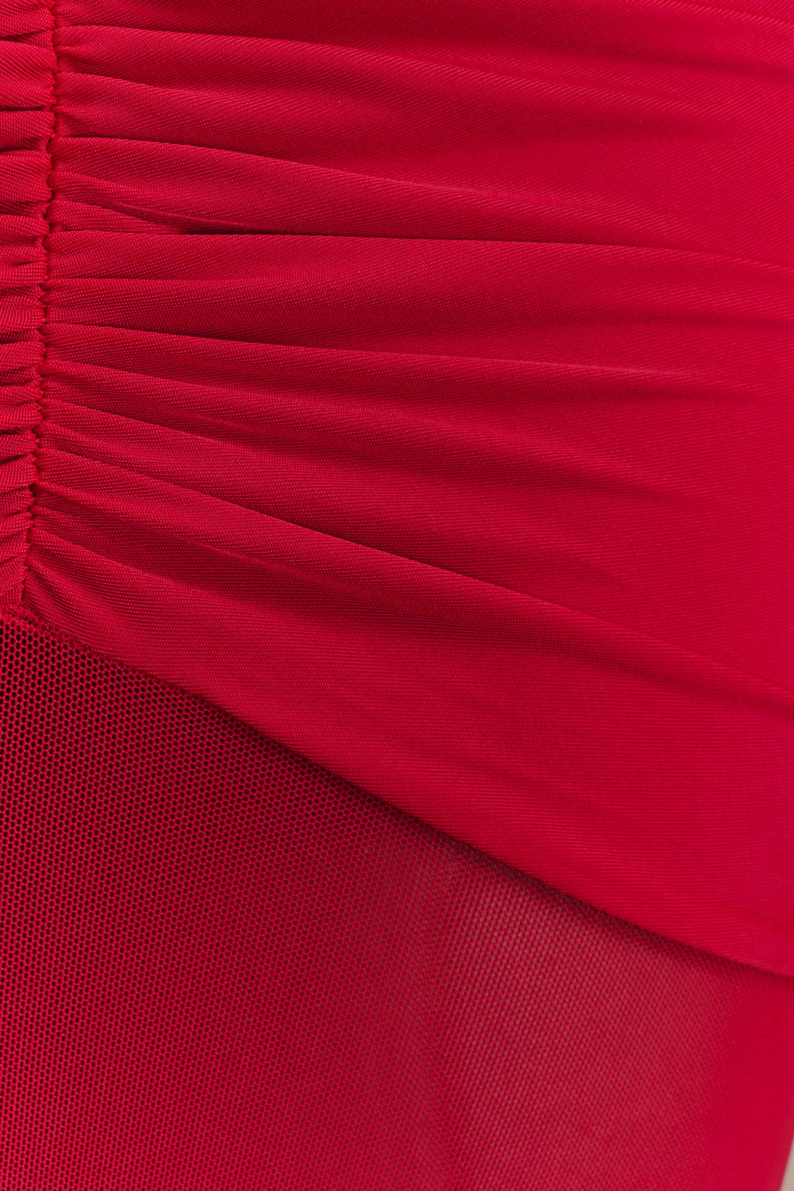 Delaney Slinky And Mesh Maxi Dress - Red Visual Balance