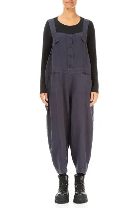 Performance Fit AntiSnagZippers Two Pockets Slate Blue Linen Jumpsuit
