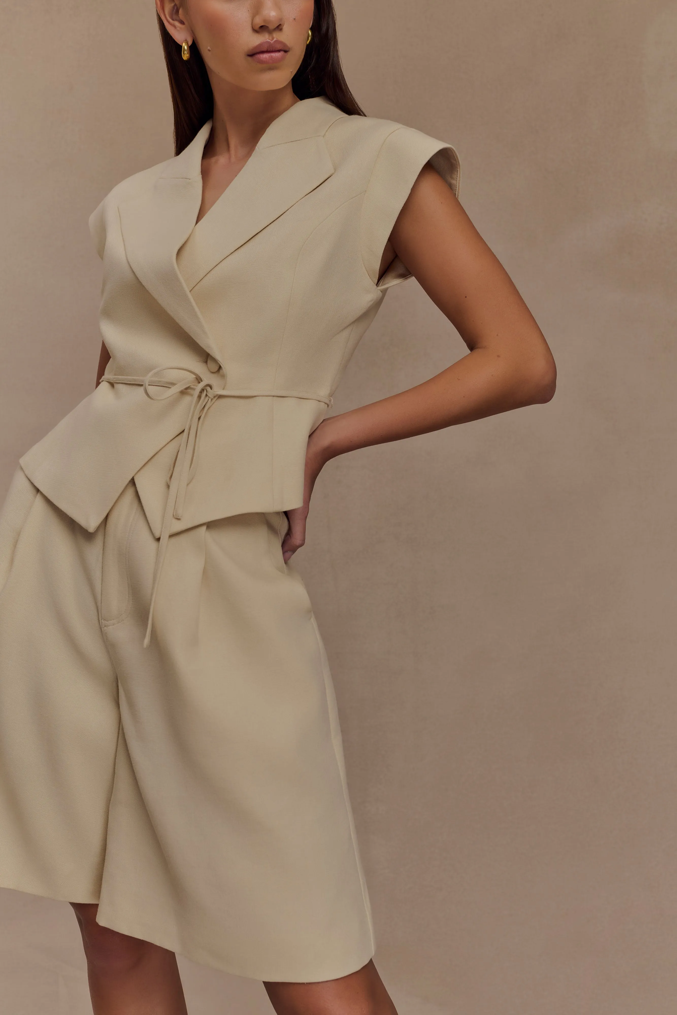 Andina Linen Shorts - Natural Beige High Waist Soft Material