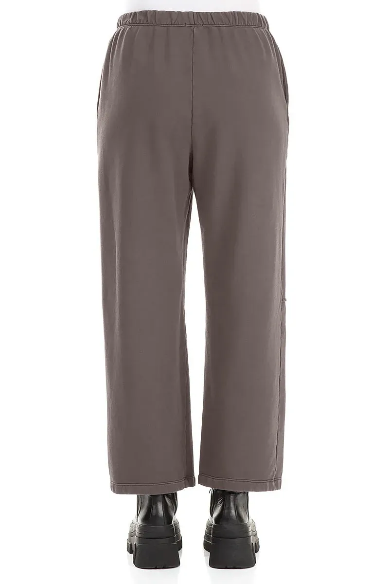 Straight Forest Brown Cotton Trousers Mid-rise fit