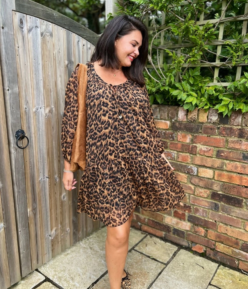 Leopard Print Willow Tiered Dress Date night Office Friendly