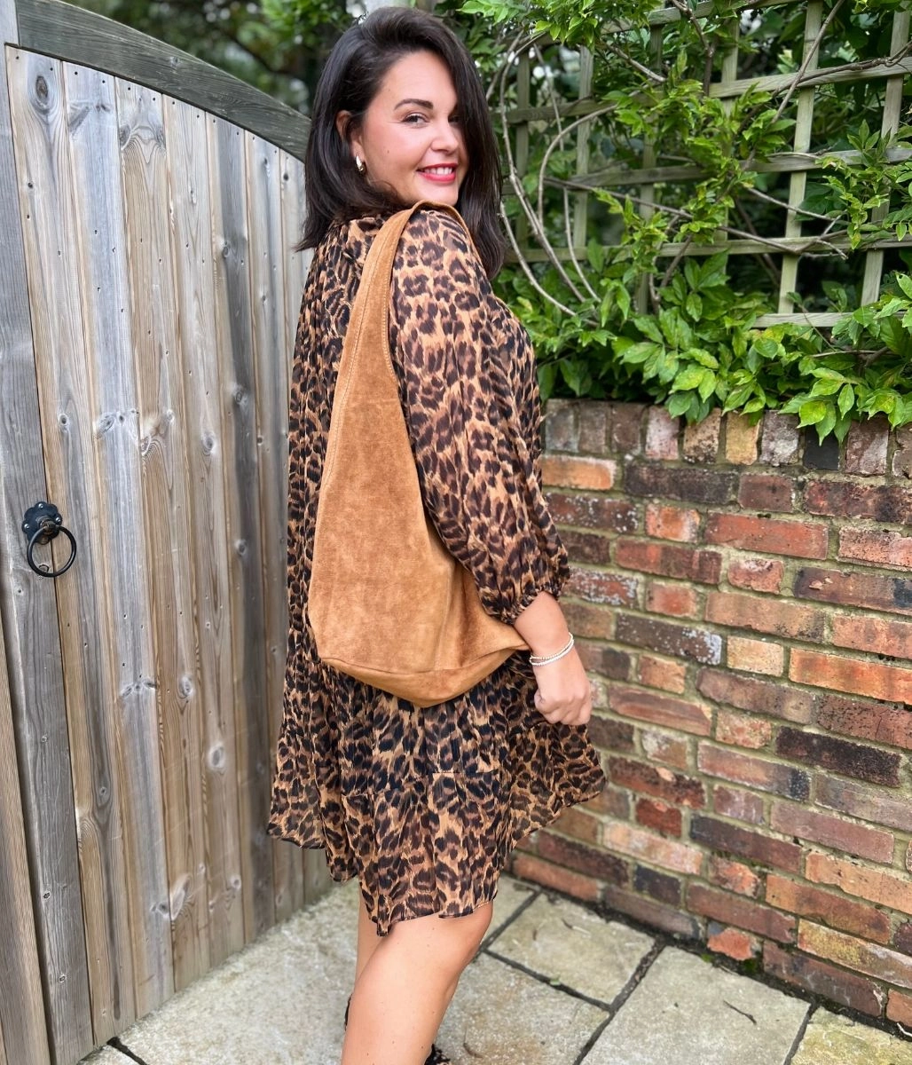 Leopard Print Willow Tiered Dress Fit Clean Lightweight-Structure