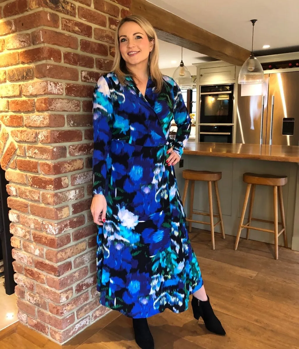 Lux Look Vibrant Blue Wrap Midi Dress
