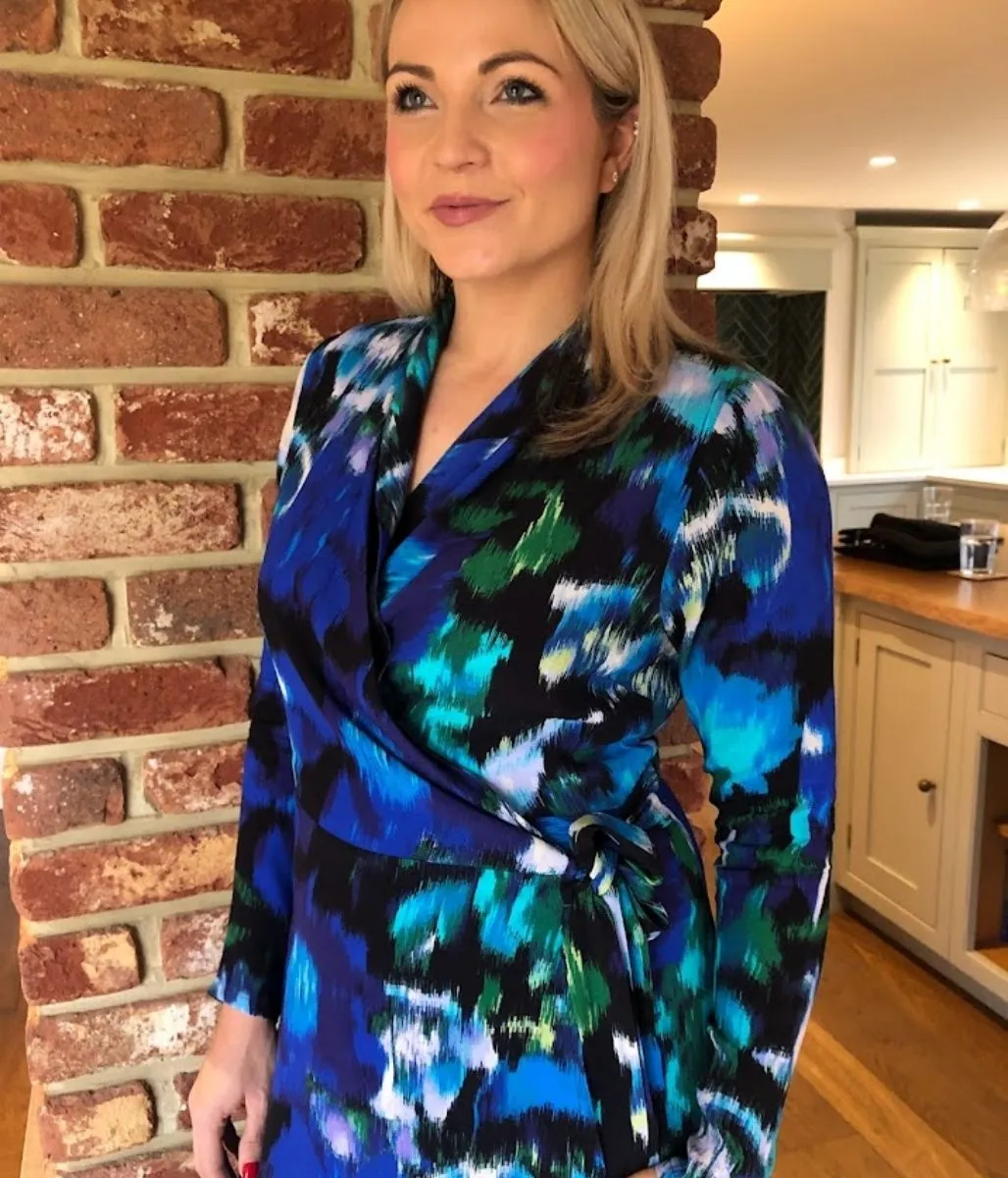 Vibrant Layer Go To Wear Vibrant Blue Wrap Midi Dress