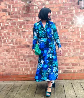 Flexible Layers Travel Vibe Vibrant Blue Wrap Midi Dress