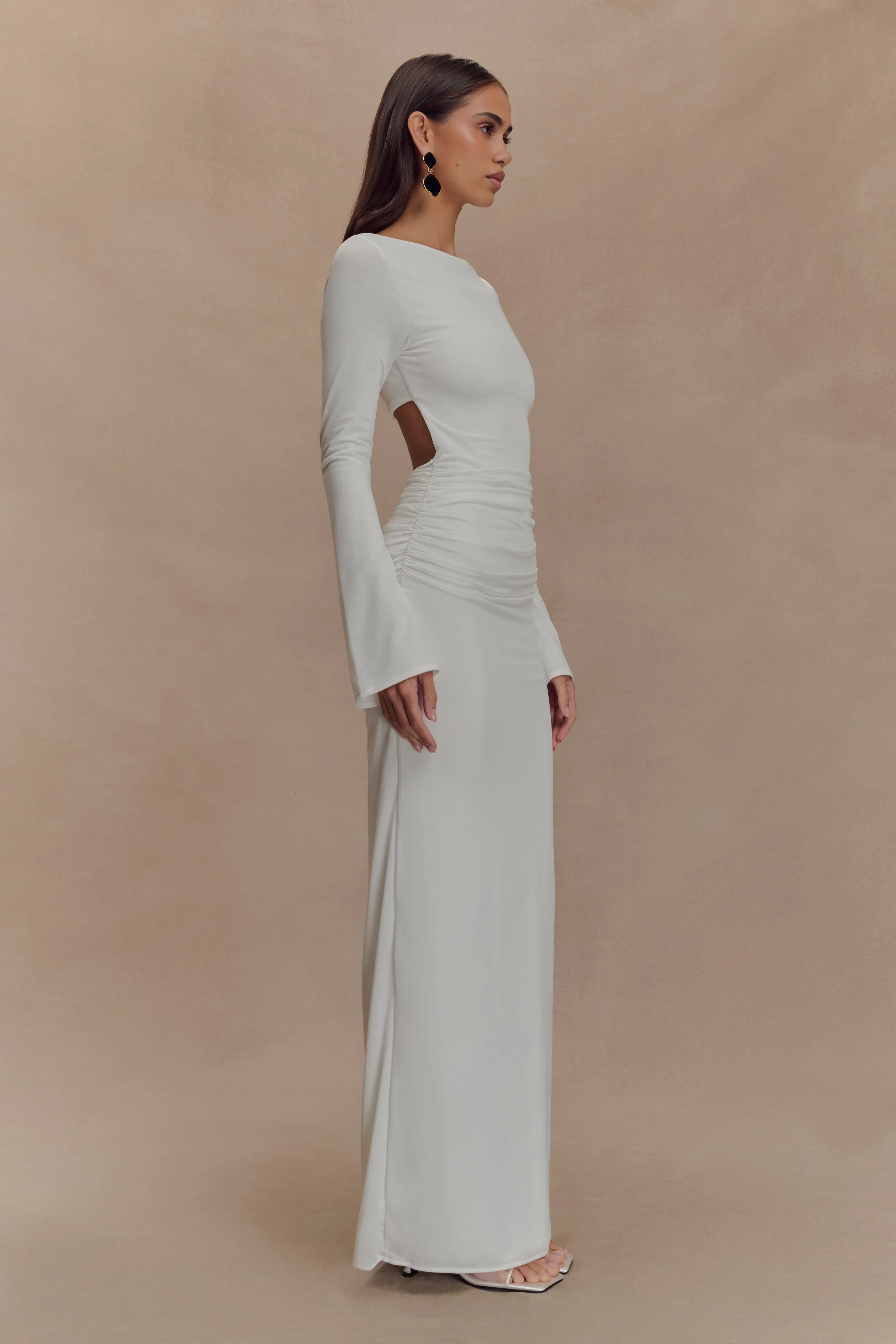 Modern Soft Vienna Slinky Cut Out Maxi Dress - White