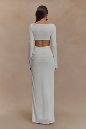 Vienna Slinky Cut Out Maxi Dress - White Fresh Glow Fold-Over-Detail