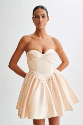 Hollie Structured Corset Mini Dress - Gold Sharp Style Neutral Mood