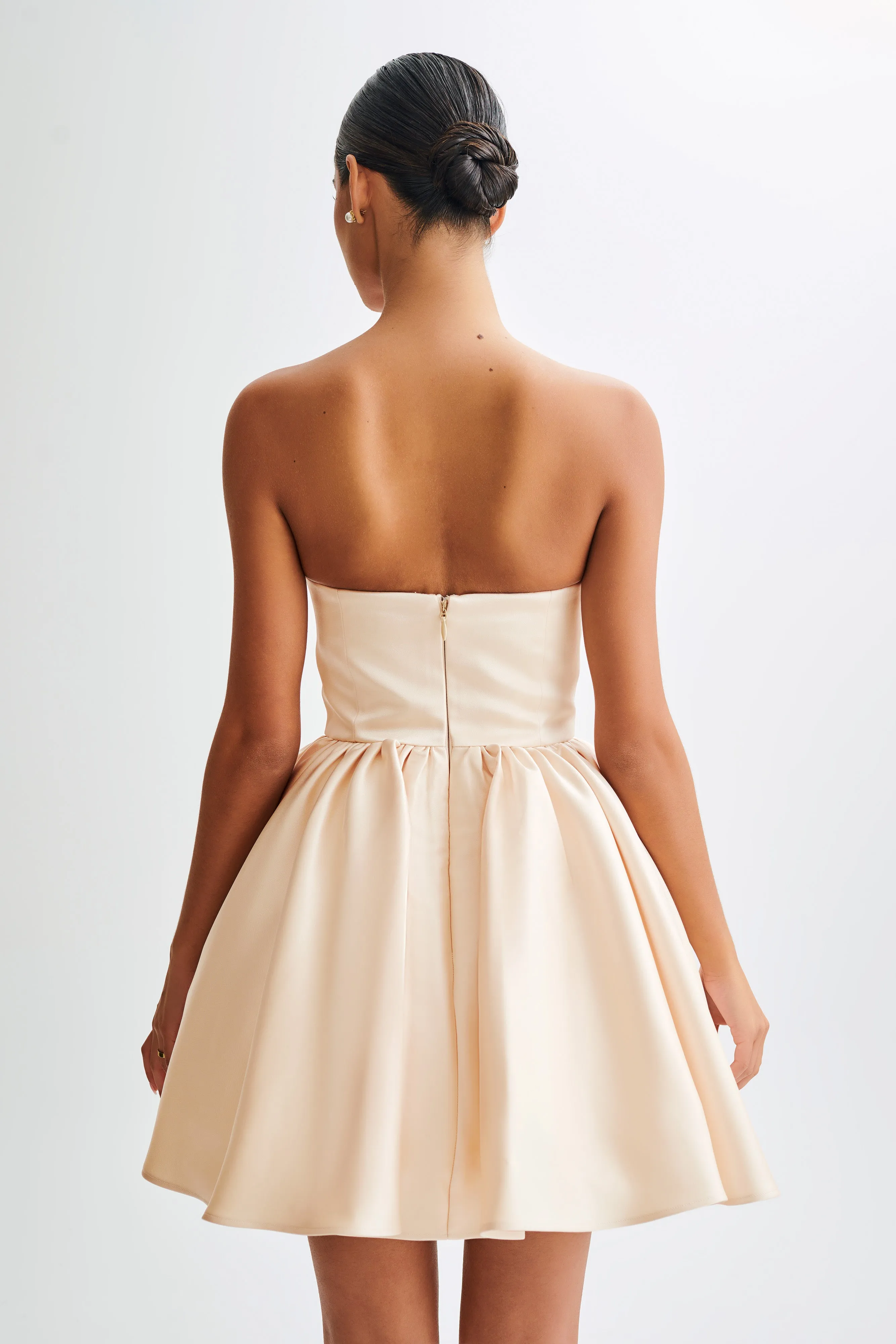 Hollie Structured Corset Mini Dress - Gold Soft Flow
