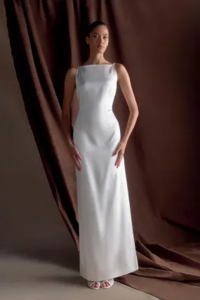 Violet Sleeveless Satin Maxi Dress - White Smart Piece