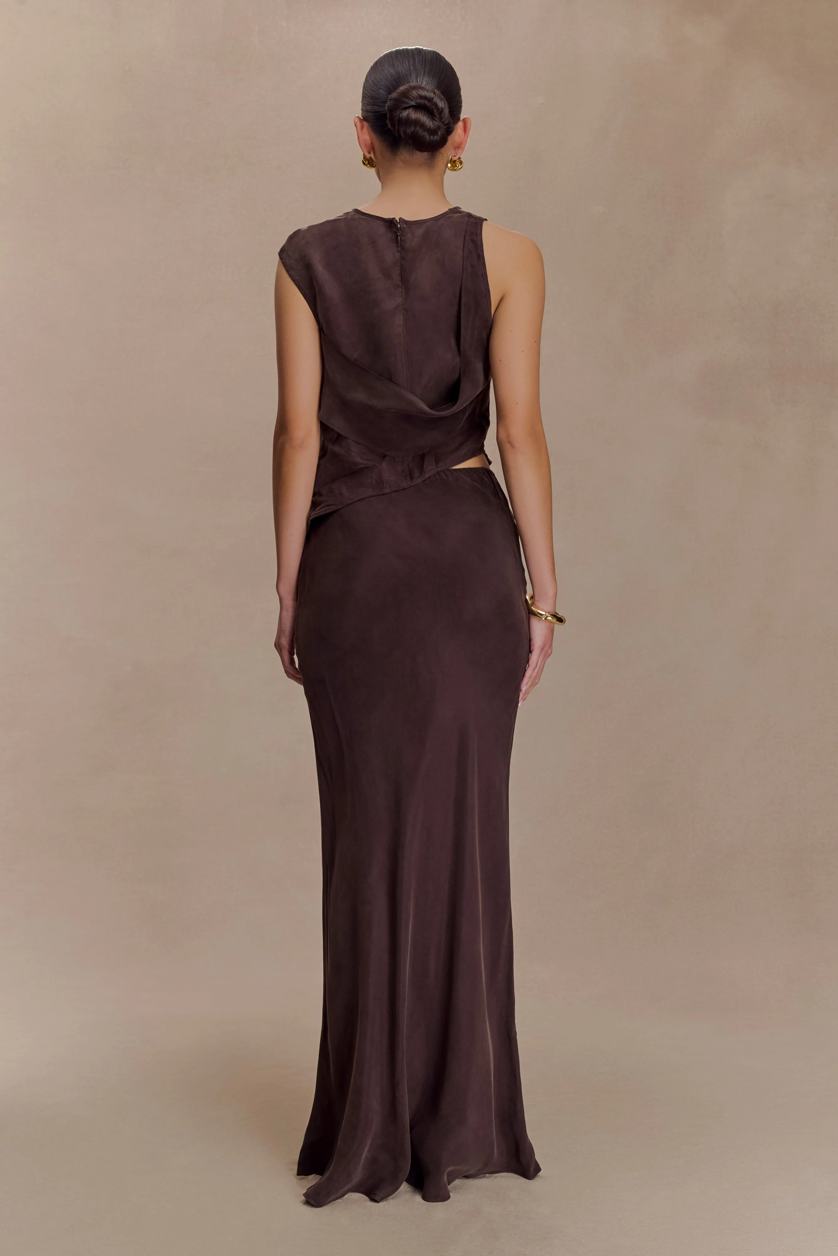 DurableWeave EcoCertified Textile Violeta Asymmetric Top - Dark Chocolate