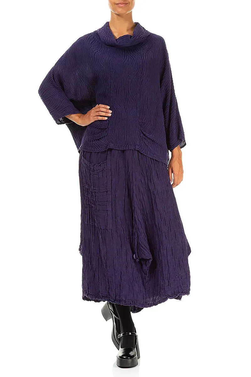 Pocket Knot Crinkled Royal Purple Silk Skirt Art Gallery Visit