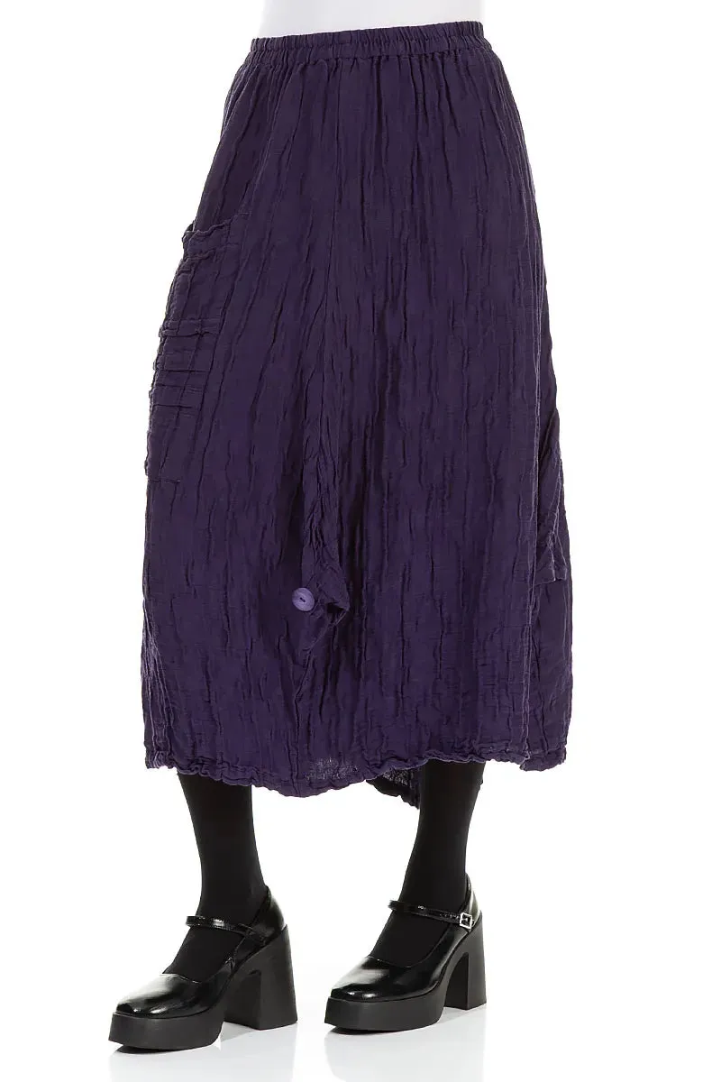 Easy Layer Summer Picnic Pocket Knot Crinkled Royal Purple Silk Skirt