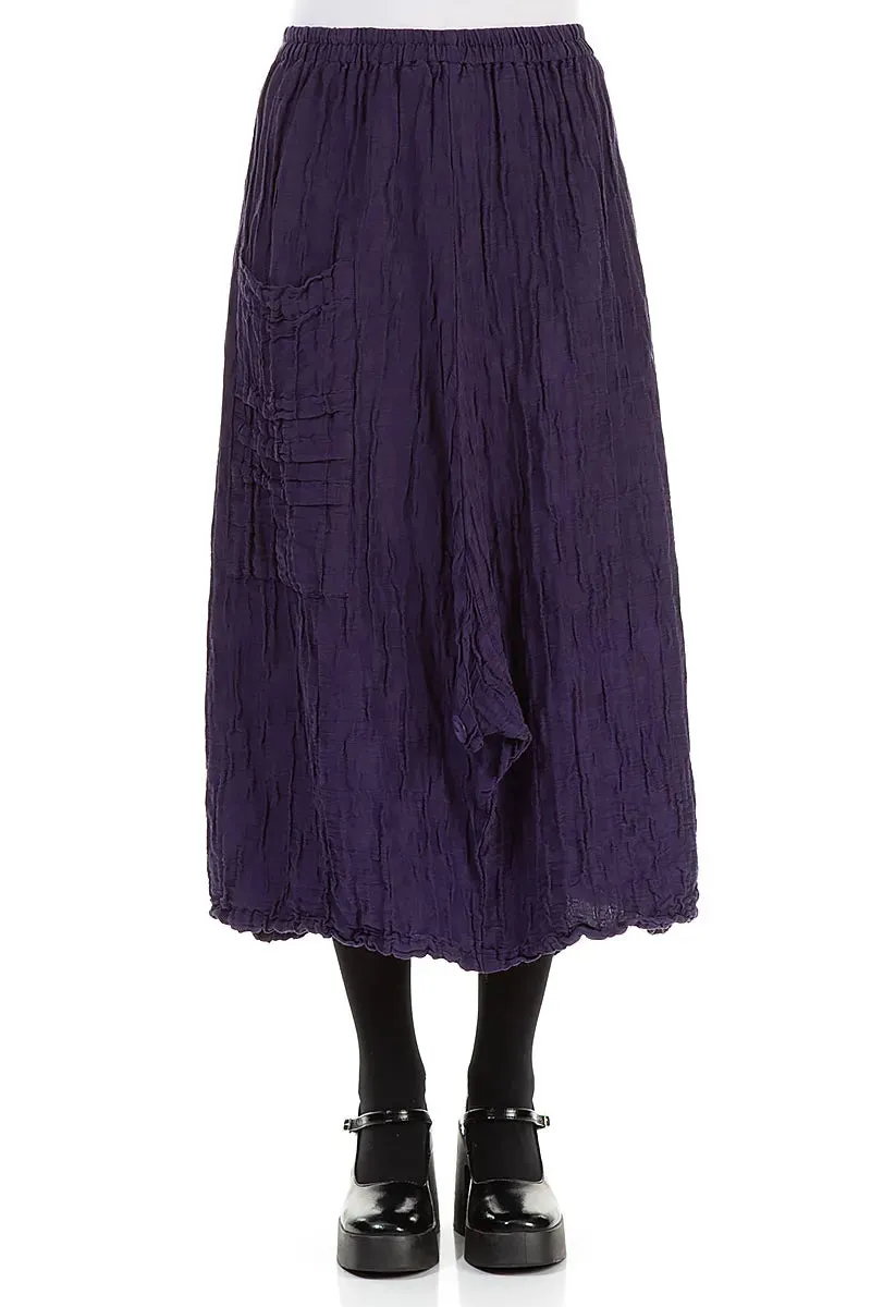 Pocket Knot Crinkled Royal Purple Silk Skirt Comfort Innovation Two Tone Trim
