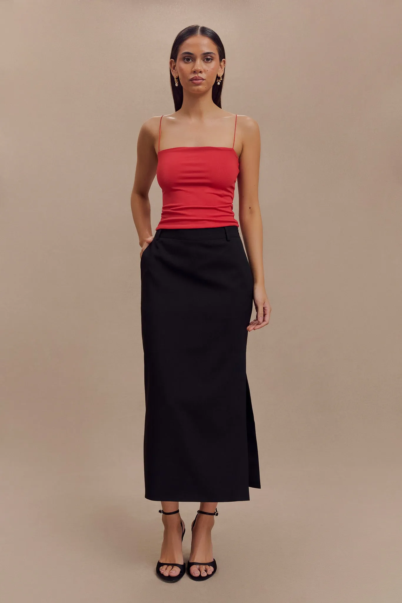 Ambrose Midi Skirt - Black Fitted Style