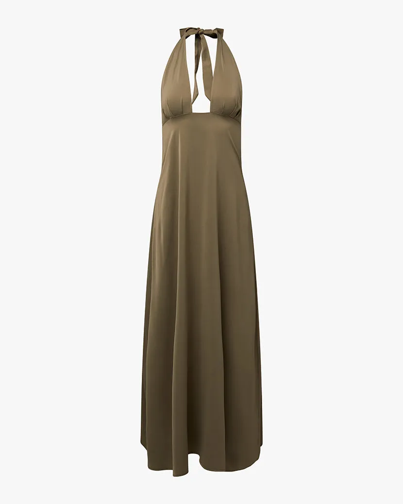 Refined Feel Halter Deep V Maxi Dress