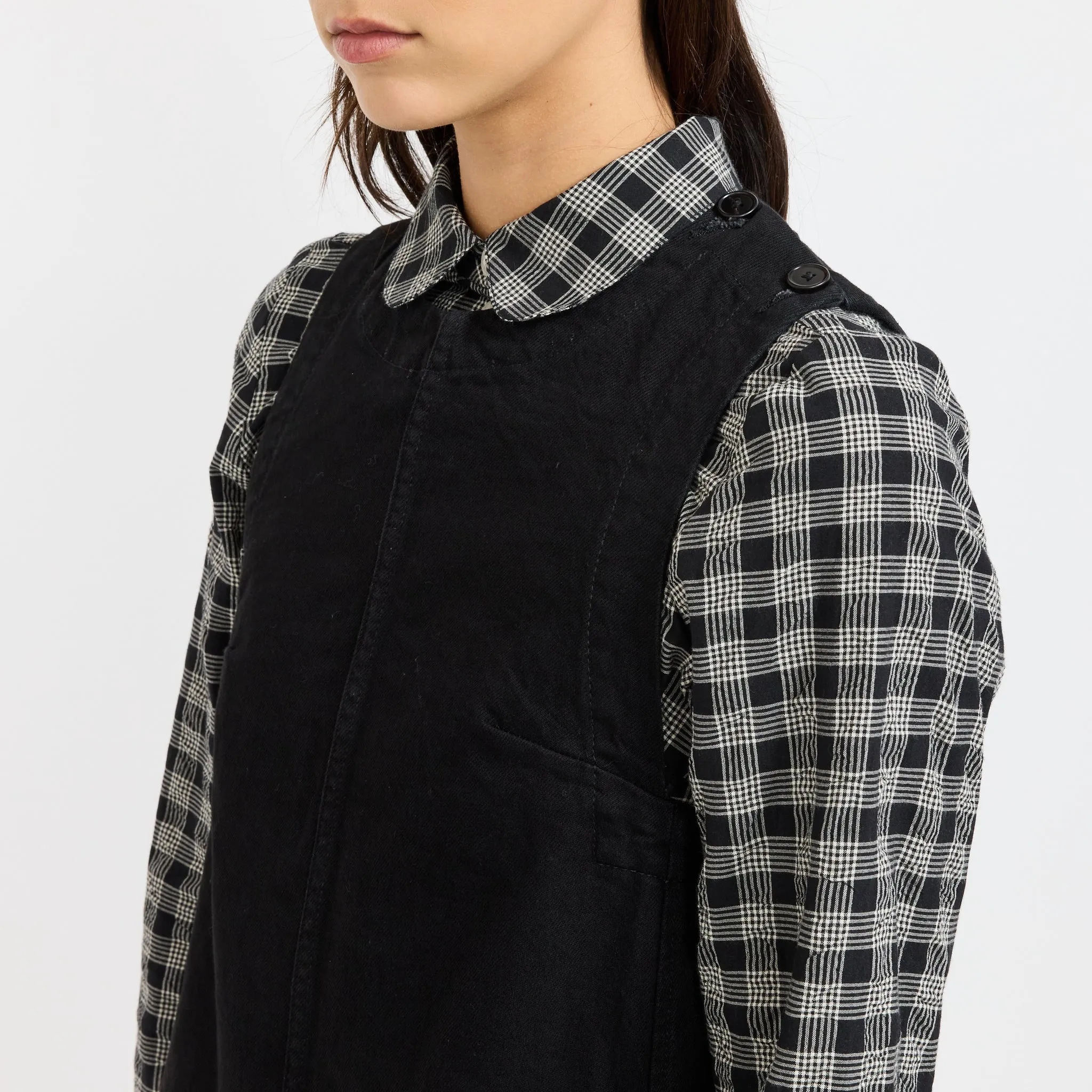 Sleek Volume Washed Black Denim Workwear Dress Carbon Black