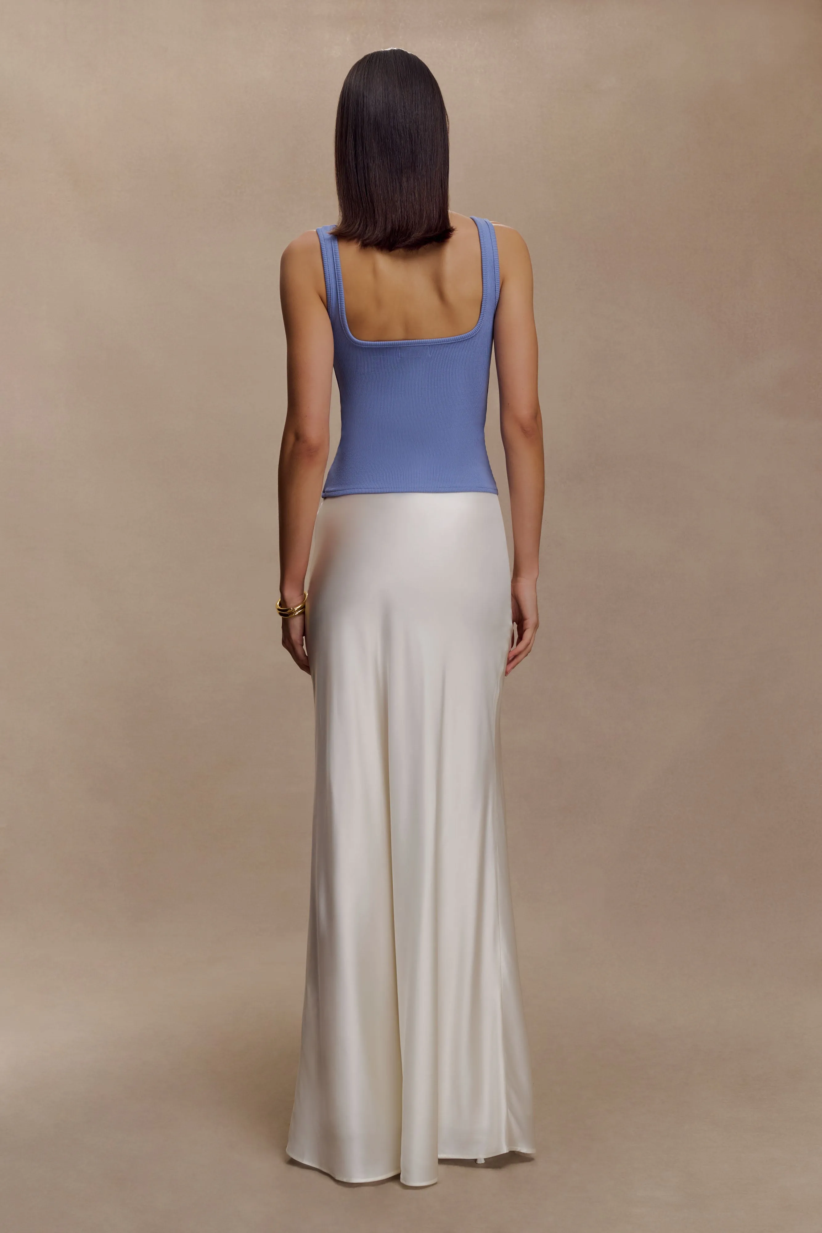 Aisling Ribbed Square Neck Sleeveless Top - Cornflower Blue SeamlessKnitConstruction